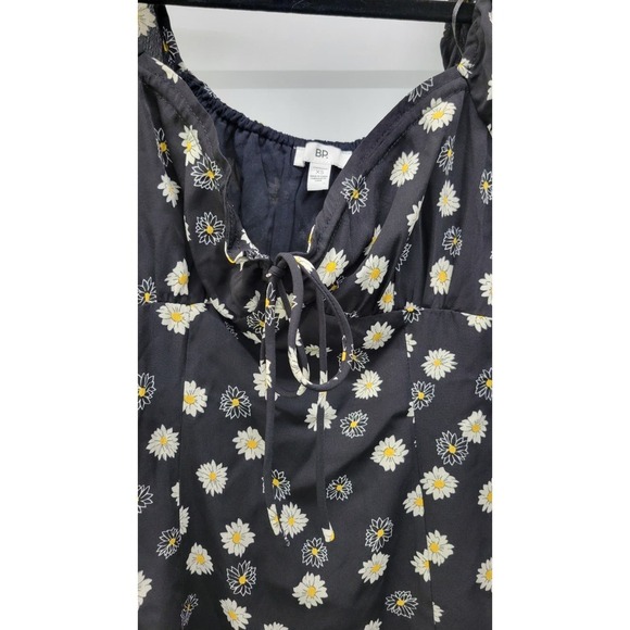 BP. Womens Ditsy Floral Tie Front Minidress xsmall Black/White Daisy - Picture 5 of 6